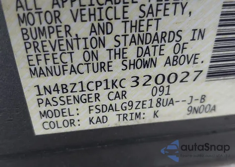 2019 Nissan Leaf Sl Plus from USA, damaged, VIN 1N4BZ1CP1KC320027
